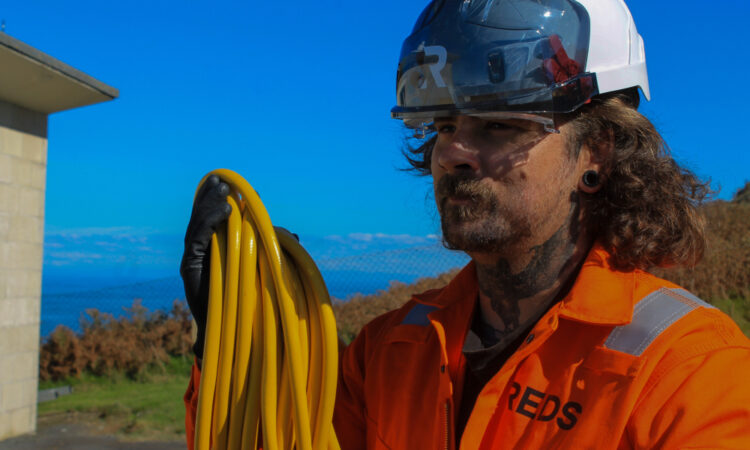 Engineer packing up site