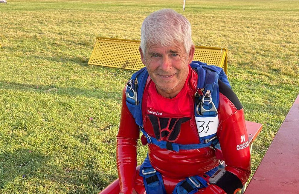 Les after one of his (many) jumps.