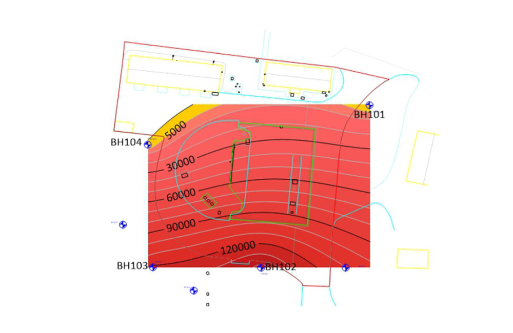 Hydrocarbon concentrations in groundwater before remedial work.