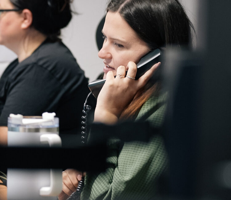 REDS employees communicating with a client