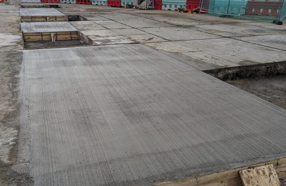 Concrete works during installation