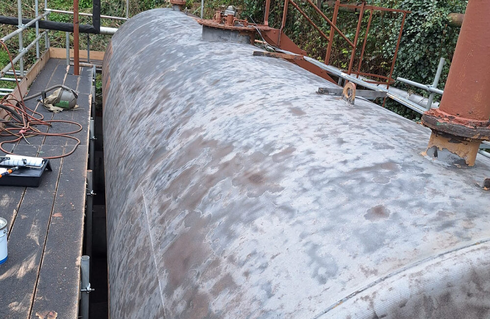 Shot blasted tank ready for painting