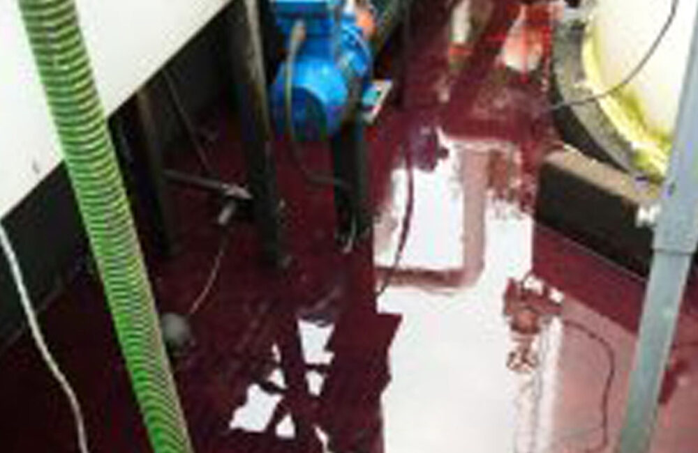 Red diesel spill