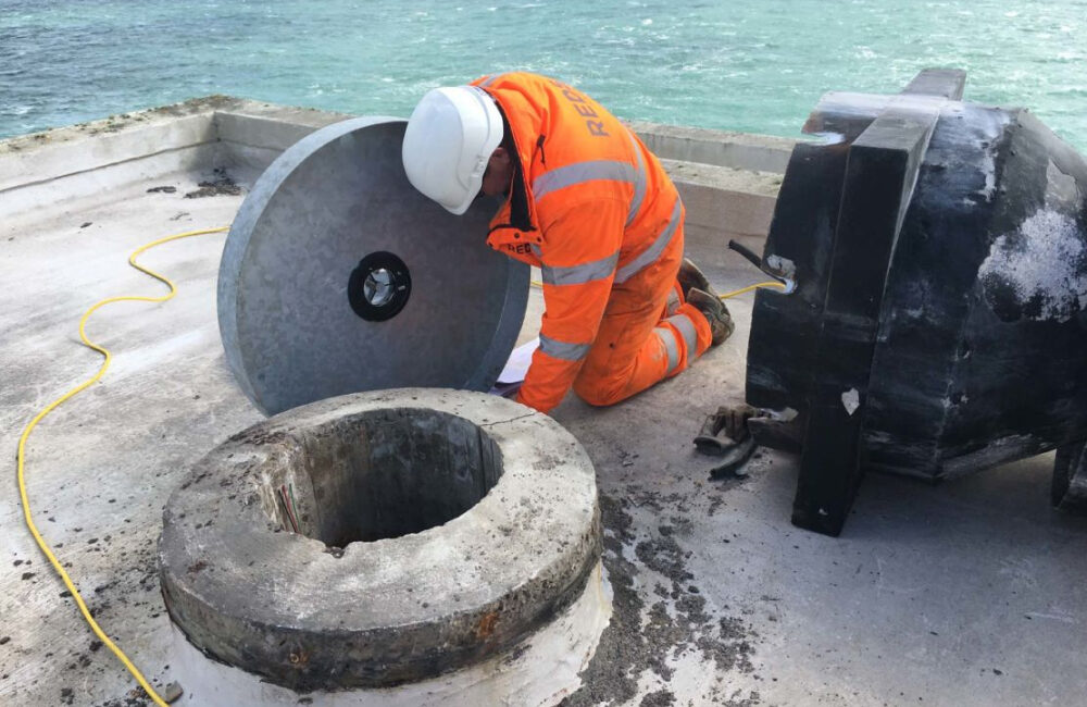 REDS engineer working on island